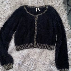 Black Furry Cardigan